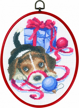 Рождественский щенок Permin 92-6610, цена 2 102 руб. - интернет-магазин Мадам Брошкина