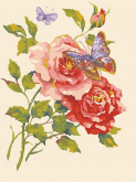 Розовые розы и бабочка Grafitec 10.469