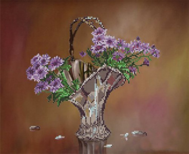 Цветочный натюрморт Картины Бисером S-131, цена 685 руб. - интернет-магазин Мадам Брошкина