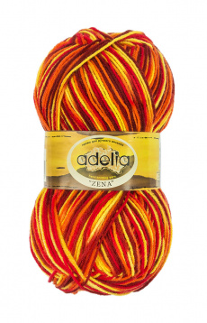 Пряжа Аделия Zena цв.69 желтый-красный-оранжевый Adelia 1252571112, цена 2 723 руб. - интернет-магазин Мадам Брошкина