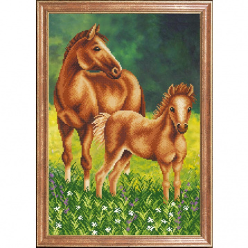 Лошадь с жеребенком Магия канвы КС-066, цена 496 руб. - интернет-магазин Мадам Брошкина