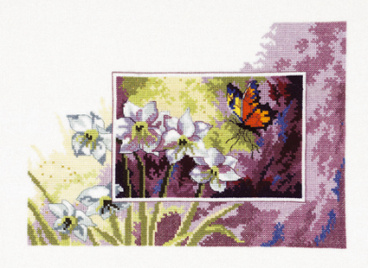 Нарциссы и бабочка Permin 12-3195, цена 2 763 руб. - интернет-магазин Мадам Брошкина