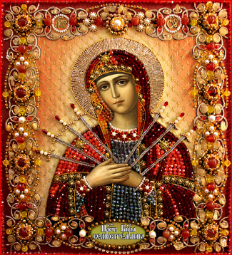 Богородица Семистрельная Образа в каменьях 7742, цена 13 849 руб. - интернет-магазин Мадам Брошкина