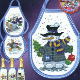 Фартучки на бутылки "Снеговики" по рисунку О.Куреевой Марья Искусница 12.001.01