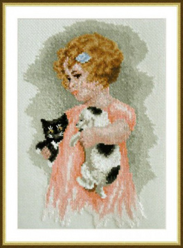 Девочка,котенок и щенок Вышивалочка М-01, цена 410 руб. - интернет-магазин Мадам Брошкина