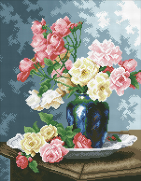 Ваза с садовыми розами Паутинка М253, цена 2 188 руб. - интернет-магазин Мадам Брошкина