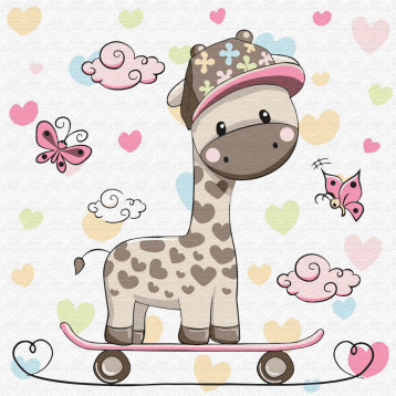 Жирафик на скейтборде Molly KH0451, цена 441 руб. - интернет-магазин Мадам Брошкина
