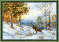 "Лось в зимнем лесу" по мотивам картины В.Л.Муравьева Риолис 1528