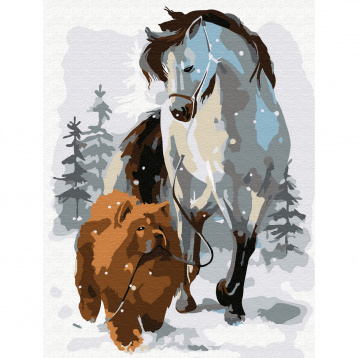 Лошадь с собакой на прогулке Molly KH0792, цена 424 руб. - интернет-магазин Мадам Брошкина