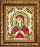 Пресвятая Богородица Семистрельная в жемчуге и кристаллах Благовест ЖК-4014