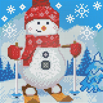 Снеговик на лыжах Алмазная живопись АЖ.1270, цена 743 руб. - интернет-магазин Мадам Брошкина