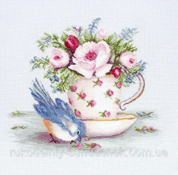 Птичка и чашка чая Luca-s B2324, цена 2 730 руб. - интернет-магазин Мадам Брошкина