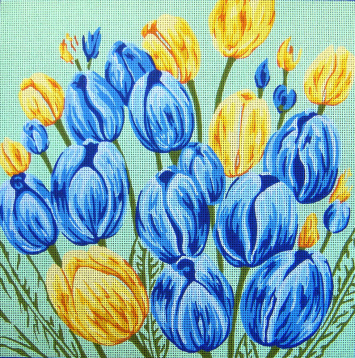 Голубые и желтые тюльпаны Soulos 46.379, цена 1 646 руб. - интернет-магазин Мадам Брошкина