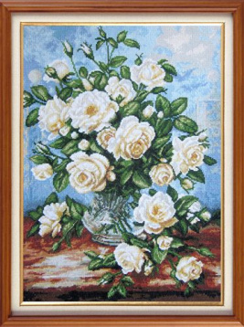 Белые розы Гобелен Классик 386082, цена 5 113 руб. - интернет-магазин Мадам Брошкина