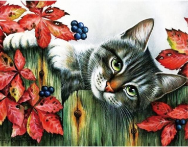 Котенок в саду Цветной LG069, цена 2 494 руб. - интернет-магазин Мадам Брошкина