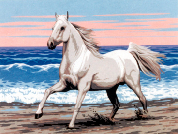 Белая лошадь на морском берегу Soulos E.302, цена €13 - интернет-магазин Мадам Брошкина