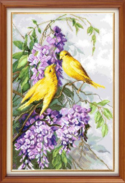 Птицы и пурпурные цветы Гобелен Классик 7704962, цена 4 057 руб. - интернет-магазин Мадам Брошкина