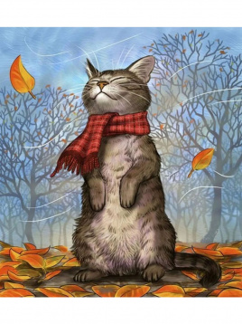 Кот в шарфе Molly KK0674, цена 848 руб. - интернет-магазин Мадам Брошкина