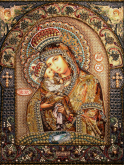 Икона Почаевской Божией Матери Образа в каменьях 7751