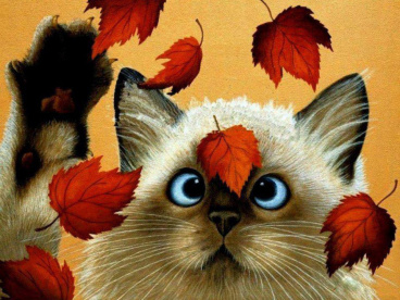 Кот и осенние листья Алмазное хобби Ah05491, цена 1 582 руб. - интернет-магазин Мадам Брошкина