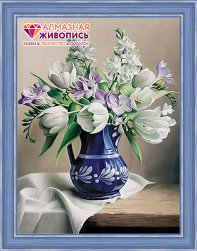 Белые тюльпаны Алмазная живопись АЖ.1503, цена 1 518 руб. - интернет-магазин Мадам Брошкина