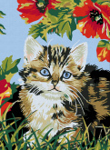 Котенок в цветах Белоснежка 009-CE