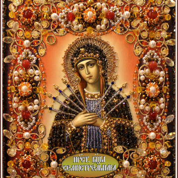 Богородица Семистрельная Образа в каменьях 77-Ц-14, цена 10 288 руб. - интернет-магазин Мадам Брошкина