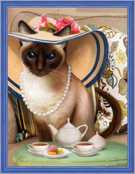 Чаепитие у кошки Алмазная живопись АЖ-1729, цена 1 702 руб. - интернет-магазин Мадам Брошкина