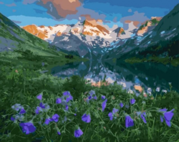 Нежные цветы среди гор Цветной GX5696, цена 1 117 руб. - интернет-магазин Мадам Брошкина