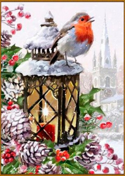 Снегирь на фонаре Алмазное хобби Ah5258, цена 925 руб. - интернет-магазин Мадам Брошкина