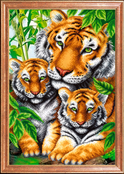 Тигрица с тигрятами Магия канвы КС-097, цена 496 руб. - интернет-магазин Мадам Брошкина