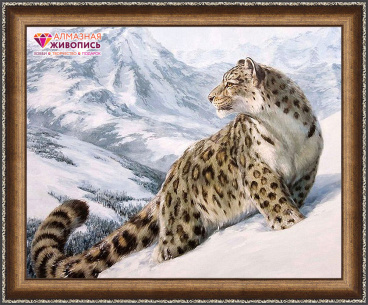 Снежный барс Алмазная живопись АЖ.1520, цена 2 178 руб. - интернет-магазин Мадам Брошкина
