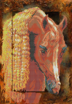 Рыжий конь Картины Бисером S-048, цена 717 руб. - интернет-магазин Мадам Брошкина