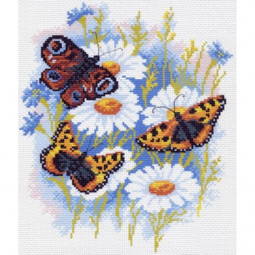 Бабочки на ромашках Матренин Посад 0624-1, цена 393 руб. - интернет-магазин Мадам Брошкина