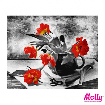 Красно-желтые тюльпаны Molly GX23301, цена 718 руб. - интернет-магазин Мадам Брошкина