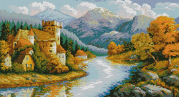 Замок у гор Алмазная живопись АЖ.1146, цена 3 373 руб. - интернет-магазин Мадам Брошкина
