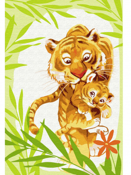 Тигрица с тигренком Molly KH0886, цена 590 руб. - интернет-магазин Мадам Брошкина