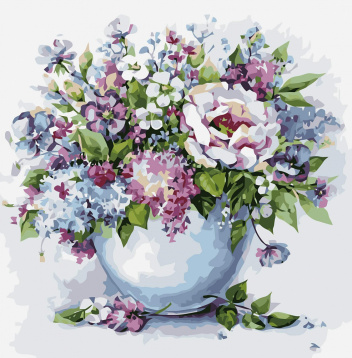 Нежные цветы в белой вазе  Цветной MG2102, цена 1 668 руб. - интернет-магазин Мадам Брошкина