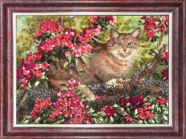 Кот в цветах Каролинка КЛ-3024(н), цена 770 руб. - интернет-магазин Мадам Брошкина