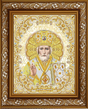 Святой Николай в жемчуге Благовест ЖС-3006, цена 340 руб. - интернет-магазин Мадам Брошкина