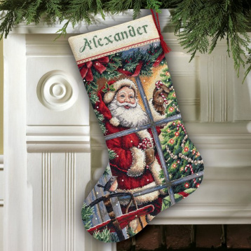 Носок "Санта с леденцами" Dimensions 08778, цена 3 769 руб. - интернет-магазин Мадам Брошкина