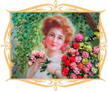 Девушка с цветами Шелковая гармония 137100, цена 1 549 руб. - интернет-магазин Мадам Брошкина