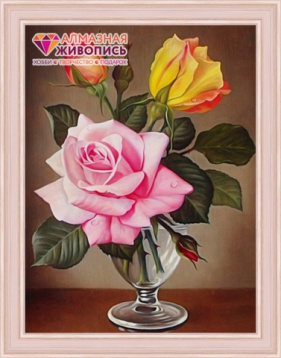 Розы в фужере Алмазная живопись АЖ.1513, цена 1 529 руб. - интернет-магазин Мадам Брошкина