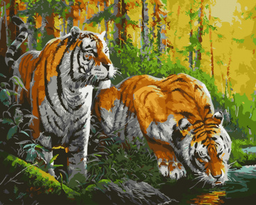 Тигры на водопое Color kit GX25502, цена 1 031 руб. - интернет-магазин Мадам Брошкина