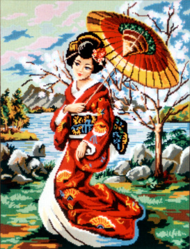 Японская девушка с зонтиком Soulos 10.520, цена 2 350 руб. - интернет-магазин Мадам Брошкина