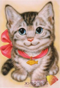 Кот с бантом Алмазная живопись АЖ.1193, цена 1 417 руб. - интернет-магазин Мадам Брошкина