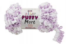 Пряжа Ализе Puffy More цв.6291 белый, розовый Alize PUFFY.MORE.6291