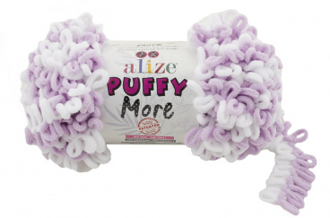 Пряжа Ализе Puffy More цв.6291 белый, розовый Alize PUFFY.MORE.6291, цена 771 руб. - интернет-магазин Мадам Брошкина
