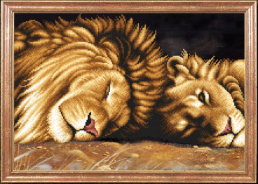 Львы отдыхают Магия канвы КС-091, цена 496 руб. - интернет-магазин Мадам Брошкина