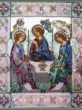 Святая Троица Образа в каменьях 7741, цена 37 985 руб. - интернет-магазин Мадам Брошкина